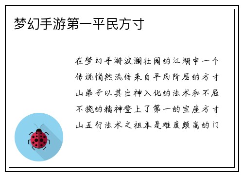 梦幻手游第一平民方寸